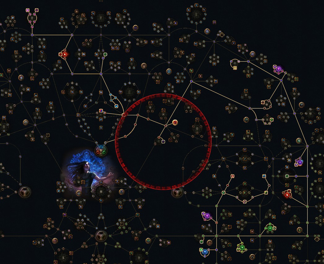PoE 3.19 Witch Death's Oath Occultist Early Mapping Passive Skill Tree